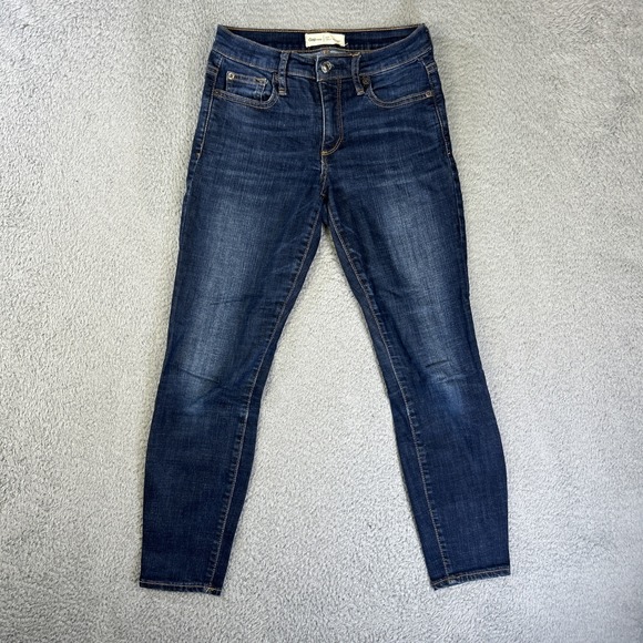 Gap 1969‎ Womens 25R Blue Denim Pants True Skinny Curvy Cropped Ankle - Picture 1 of 8